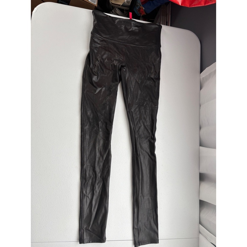 Spanx Faux Leather Leggings High‎ Waisted Tummy Control Black Small